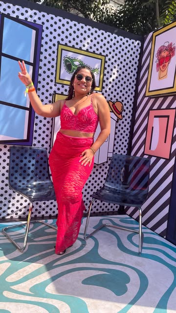 Conjunto de encaje fucsia de Menta Fresca.